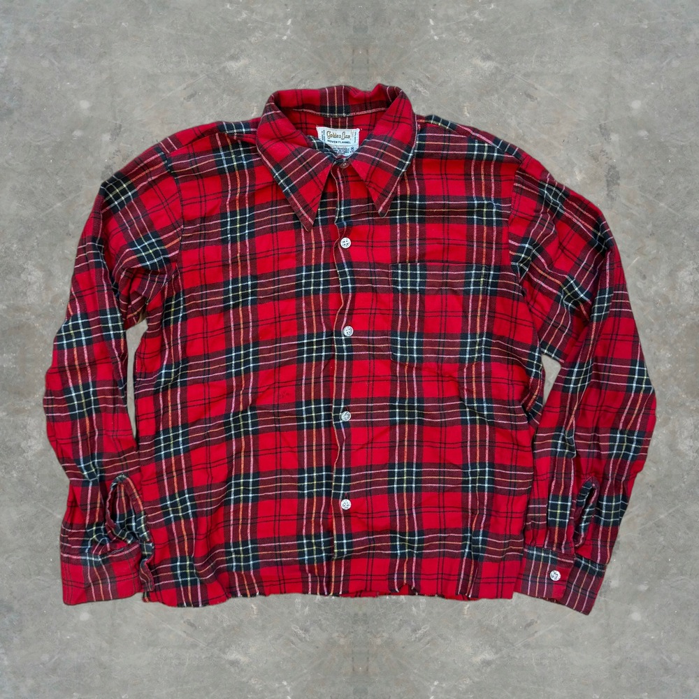 Vintage 1960-1970s Golden Line Red Plaid Flannel Mens Medium Cotton